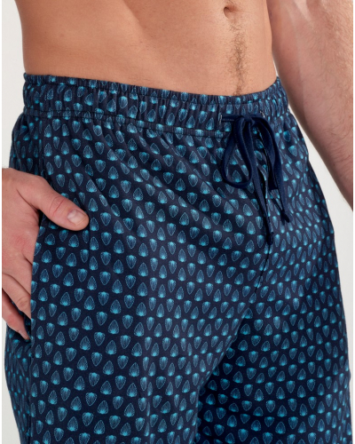 Pijama corto abotonado 100% Algodón HOM Cairo (Feuilles Bleues)