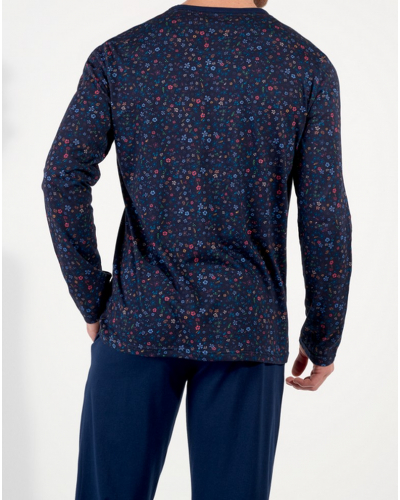 Long pajamas 100% Cotton HOM Broceliande (Imprimé Floral Marine)