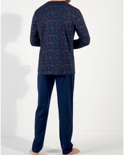 Long pajamas 100% Cotton HOM Broceliande (Imprimé Floral Marine)