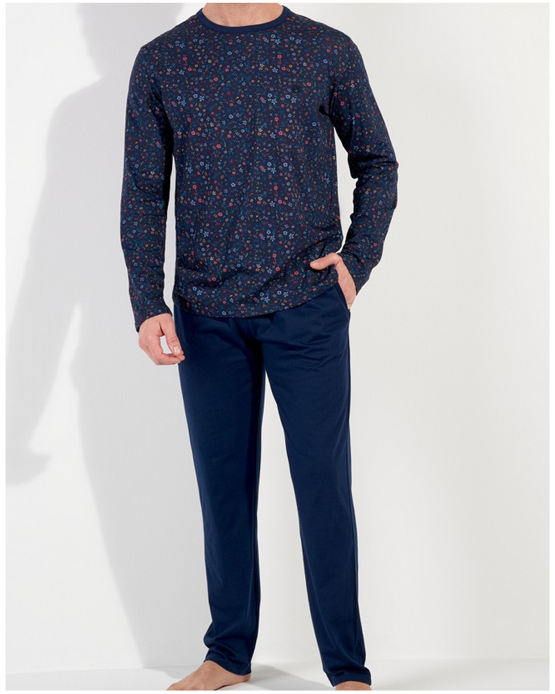 Pijama largo 100% Algodón HOM Broceliande (Imprimé Floral Marine)