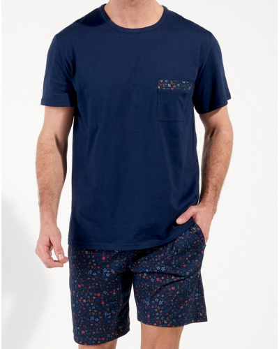 Pijama corto 100% Algodón HOM Broceliande (Imprimé Floral Marine)