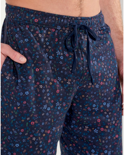 Short pajamas 100% Cotton HOM Broceliande (Imprimé Floral Marine)