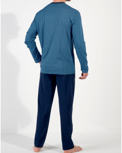 Pyjama long boutonné 100% HOM Martinez (Imprimé Bleu)