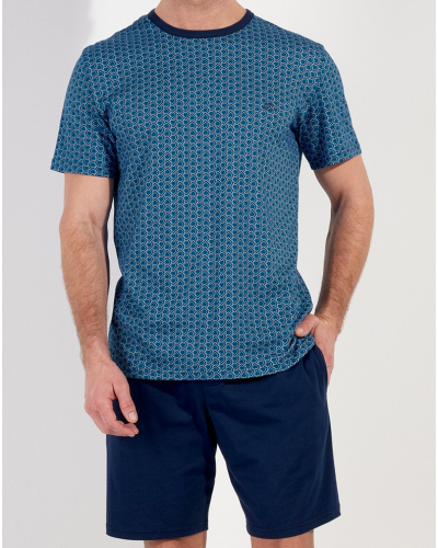 Pijama corto abotonado 100% Algodón HOM Martinez (Imprimé Bleu)