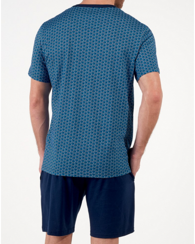 Pyjama court boutonné 100% Coton HOM Martinez (Imprimé Bleu)