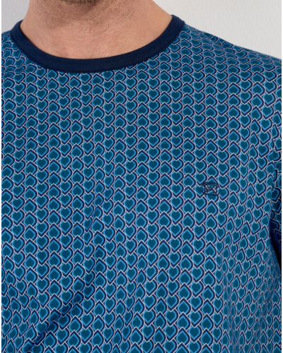 Pyjama court boutonné 100% Coton HOM Martinez (Imprimé Bleu)