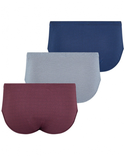Pack of 3 high waisted briefs 100% Cotton Eminence Business Print (Cran Bordeaux/Entrelac Ciel/Angles Marine)