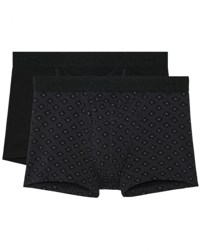 Pack of 2 boxers HO1 cotton HOM Neels (Noir/Imprimé Noir)