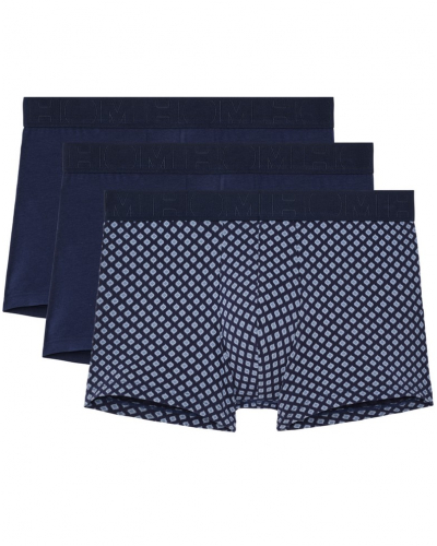 Paquete de 3 bóxers algodón HOM John (Imprimé Marine/Bleu Marine)