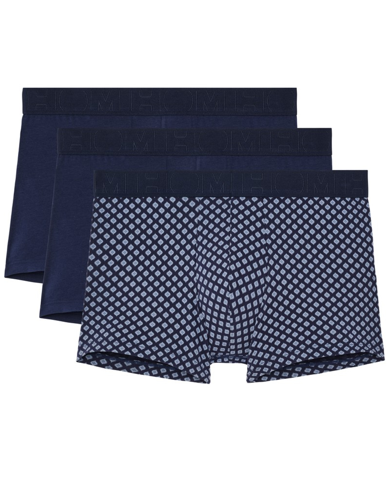 Paquete de 3 bóxers algodón HOM John (Imprimé Marine/Bleu Marine)