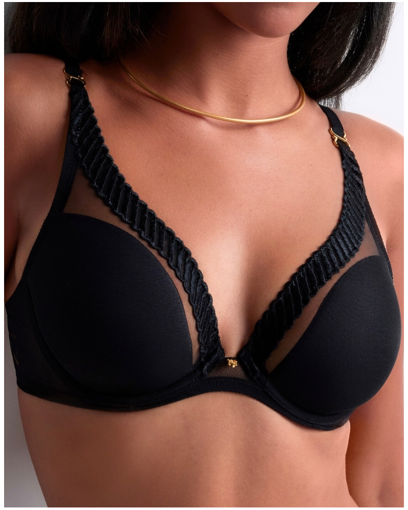 Underwired triangle bra Aubade Sheer Emotion (Black)