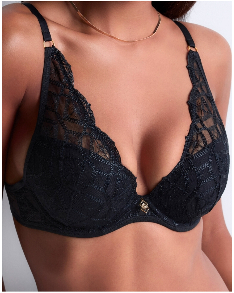 Soutien-gorge plunge foulard Aubade Sense of Illusion (Noir)