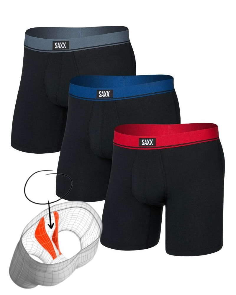 Set of 3 boxers Saxx Essential Coton (Rouge/Marine/Turbulence)