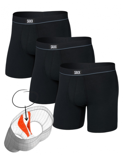 Set of 3 boxers à braguette Saxx Essential Coton (Black)