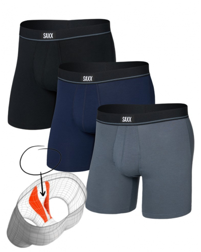 Paquete de 3 boxers Saxx Essential Coton (Noir/Gris/Marine)