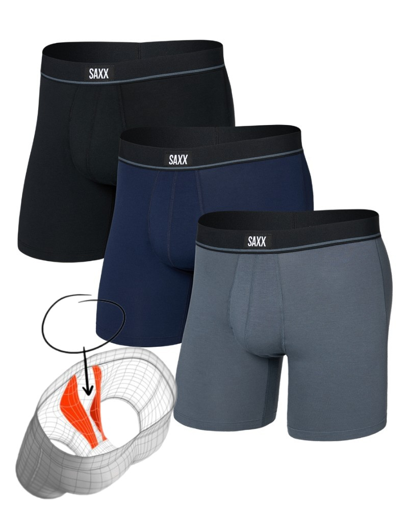 Paquete de 3 boxers Saxx Essential Coton (Noir/Gris/Marine)