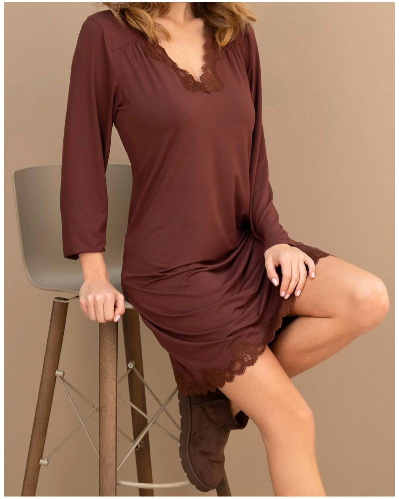 Camisón mangas largas bien estar Antigel Simply Perfect (Cappuccino)