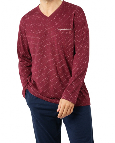 Pijama largo 100% Algodon Eminence Business (Bordeaux/Marine)