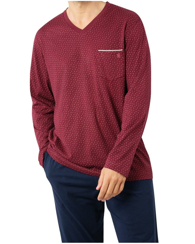 Pijama largo 100% Algodon Eminence Business (Bordeaux/Marine)