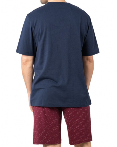 Pyjama court 100% Coton Eminence Business (Marine/Bordeaux)