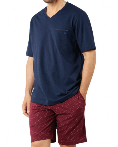 Pijama corto 100% Algodon Eminence Business (Marine/Bordeaux)