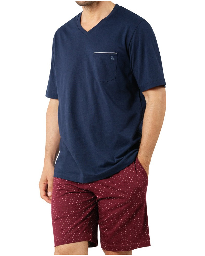 Short pyjamas 100% Cotton Eminence Business (Marine/Bordeaux)