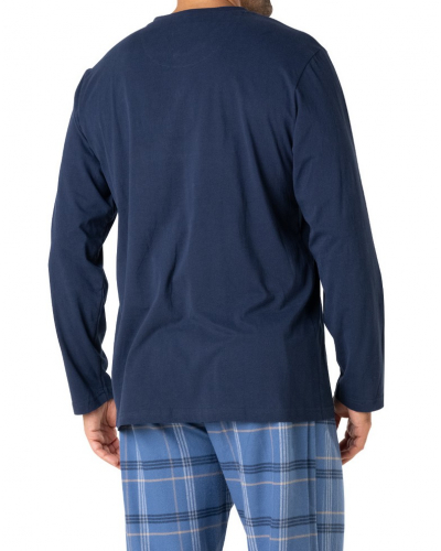 Pijama largo Jersey 100% Algodón Eminence Mix Jersey/Flanelle (Marine)
