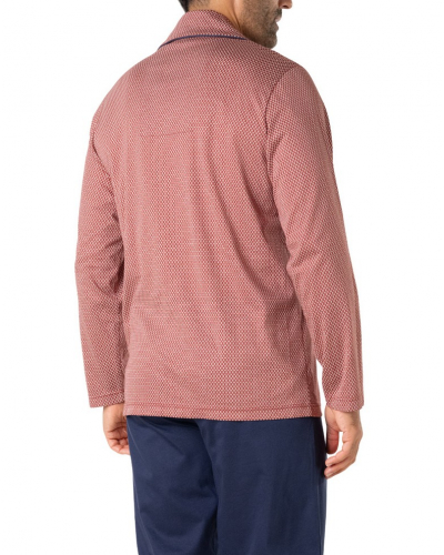 Pyjama long en Jersey 100% Coton Eminence Mercerise (Rouille/Marine)