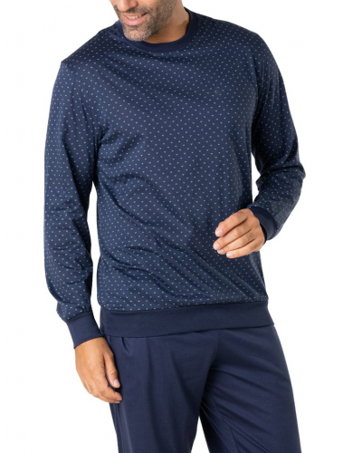 Pyjama long en Jersey 100% Coton Eminence Mercerise (Marine)