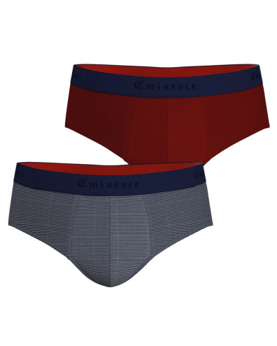 Paquete de 2 slips de algodón Eminence Daily Made In France (Marinière/Bleu Cobalt)