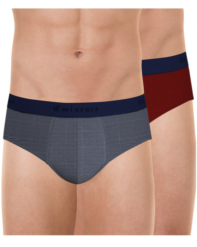 Paquete de 2 slips de algodón Eminence Daily Made In France (Marinière/Bleu Cobalt)