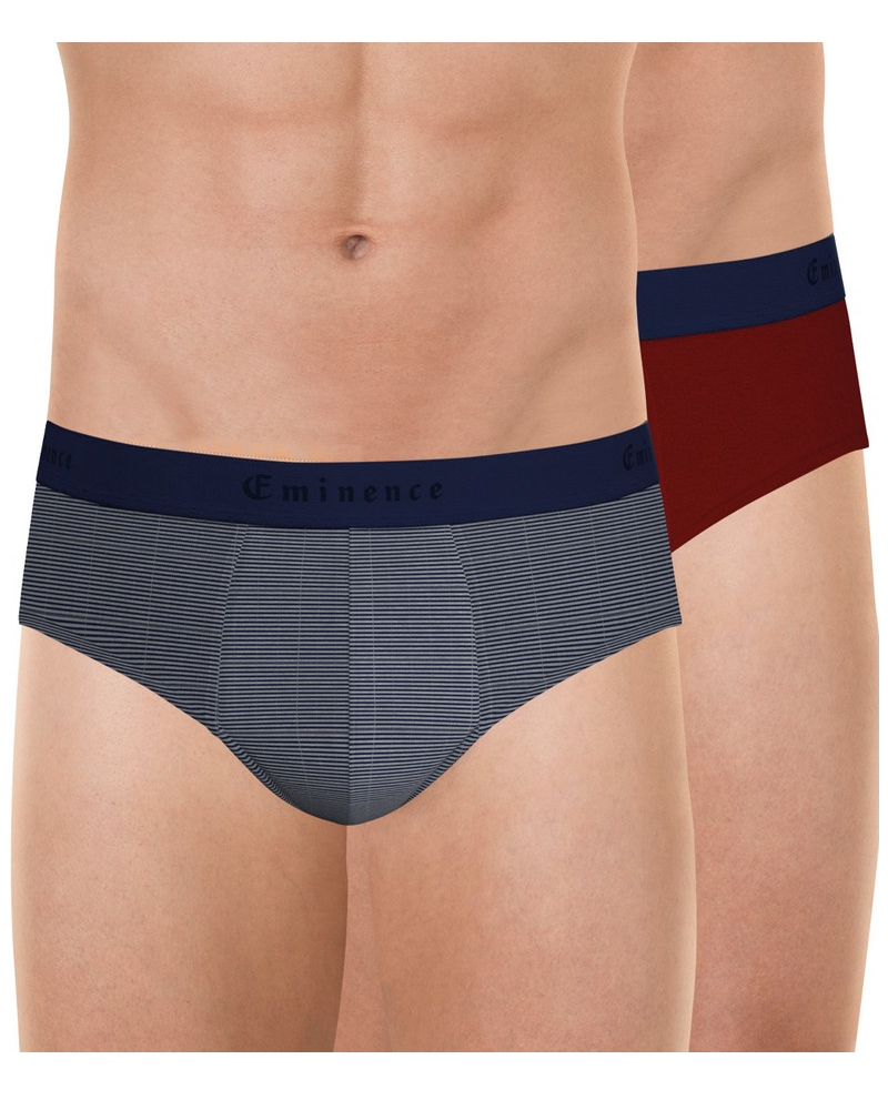 Paquete de 2 slips de algodón Eminence Daily Made In France (Marinière/Bleu Cobalt)