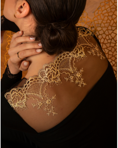 Tee-shirt manches longues laine et soie Lise Charmel Sublime en Or (Noir Eclat)