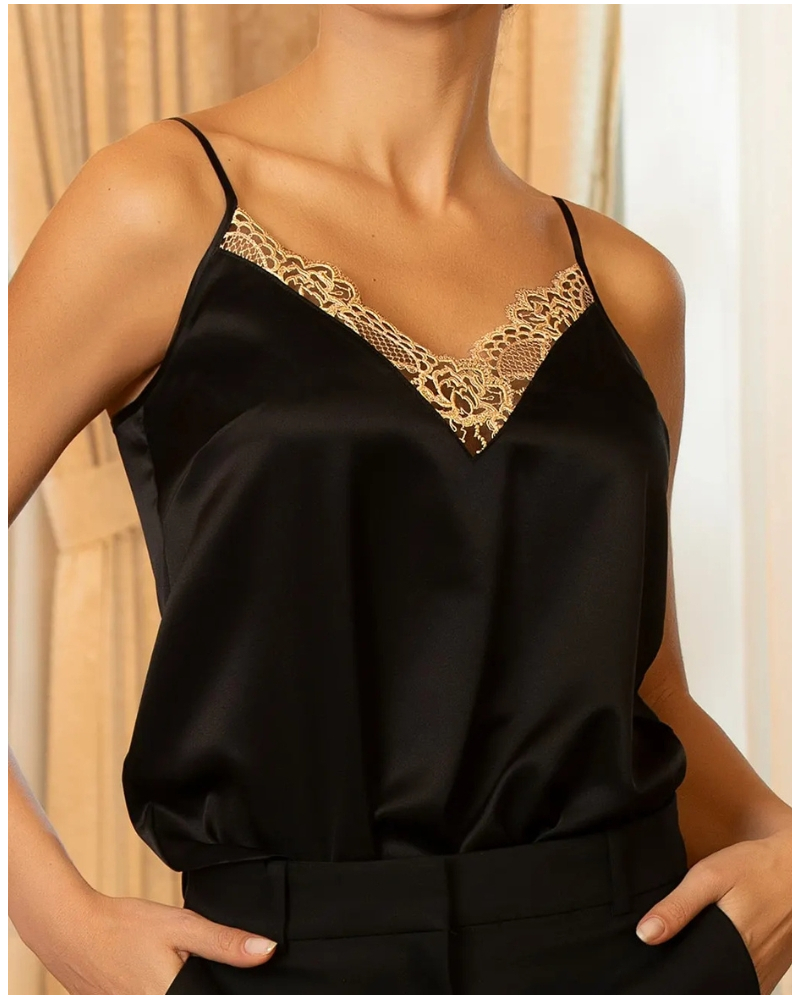 Camisole de seda Lise Charmel Sublime en Or (Noir Eclat)