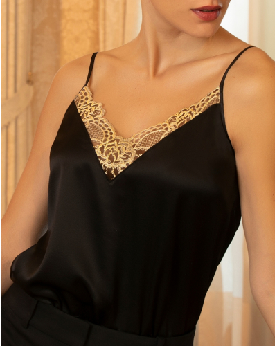 Caraco en soie Lise Charmel Sublime en Or (Noir Eclat)