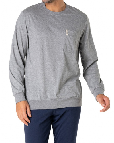 Pijama largo 100% Algodón Orgánico Eminence (Gris Chiné/Marine)