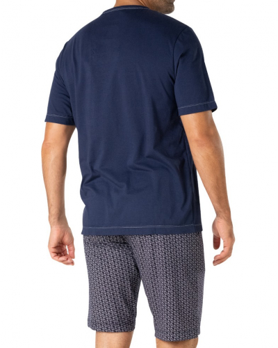 Short v-neck pajamas 100% Organic Cotton Eminence (Marine/Bleu/Blanc)