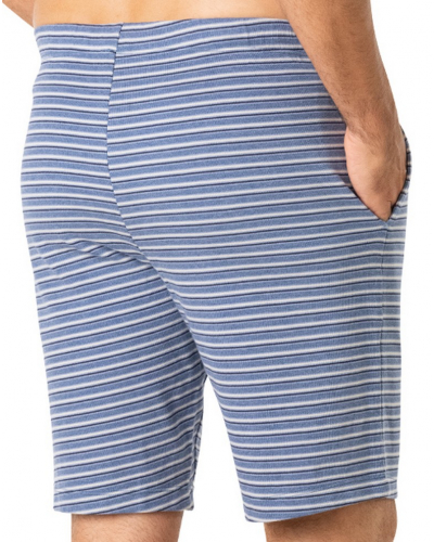 Pyjama court 100% Coton Eminence Interlock (Bleu Chiné/Blanc)