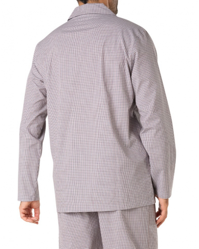 Buttoned-up long pajamas 100% Cotton Eminence Popeline (Rouge/Bleu/Blanc)