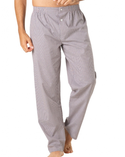 Pyjama long boutonné 100% Coton Eminence Popeline (Rouge/Bleu/Blanc)