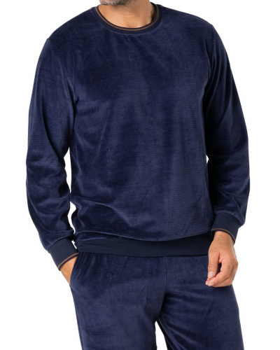 Long velvet pajamas jogger Eminence Velours (Marine)