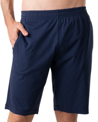 Buttoned-up short v-neck pajamas 100% Cotton Eminence Club (Marron/Marine)