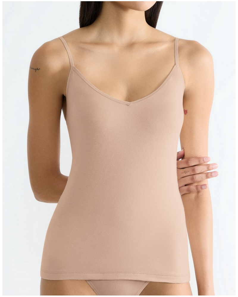 Camiseta sin mangas con tirantes finos Algodón Organicó Sloggi GO Daily Cotton (New Beige)