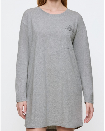 Chemise de nuit manches longues 100% Coton Nuit Triumph (Dark Grey Melange)