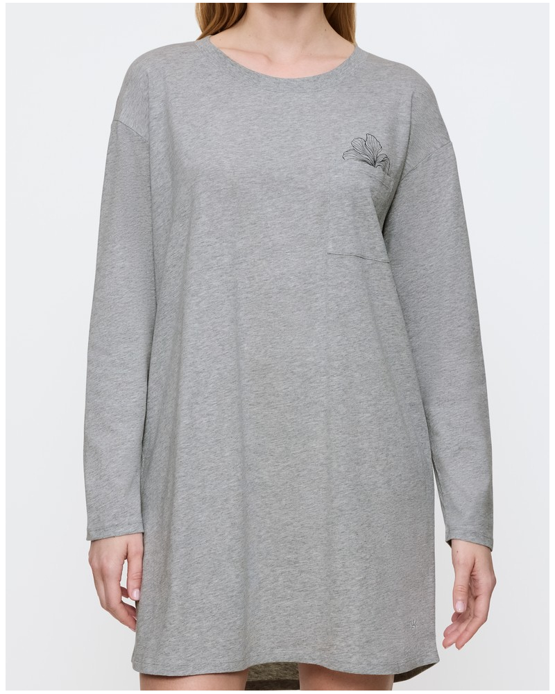 Camisón mangas largas 100% Algodón Nuit Triumph (Dark Grey Melange)