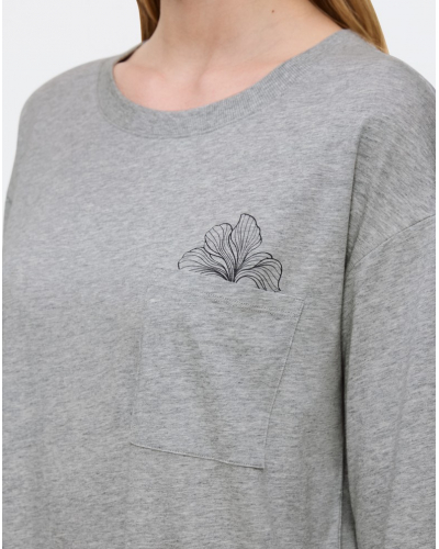 Chemise de nuit manches longues 100% Coton Nuit Triumph (Dark Grey Melange)