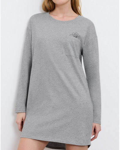 Camisón mangas largas 100% Algodón Nuit Triumph (Dark Grey Melange)