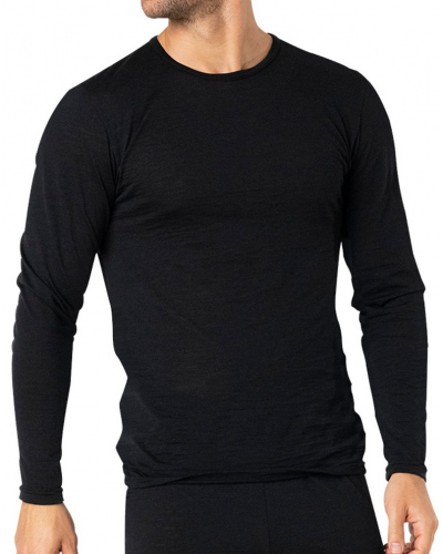 Wool long-sleeved o-neck t-shirt Eminence Ligne Chaude Mérinos (Black)
