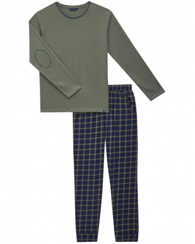 Pijama largo Jersey 100% algodón Arthur (Marine/Kaki)
