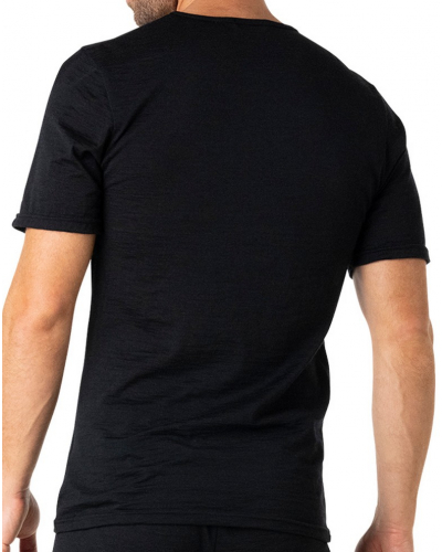 Camiseta de lana cuello redondo mangas cortas Eminence Ligne Chaude Mérinos (Negro)